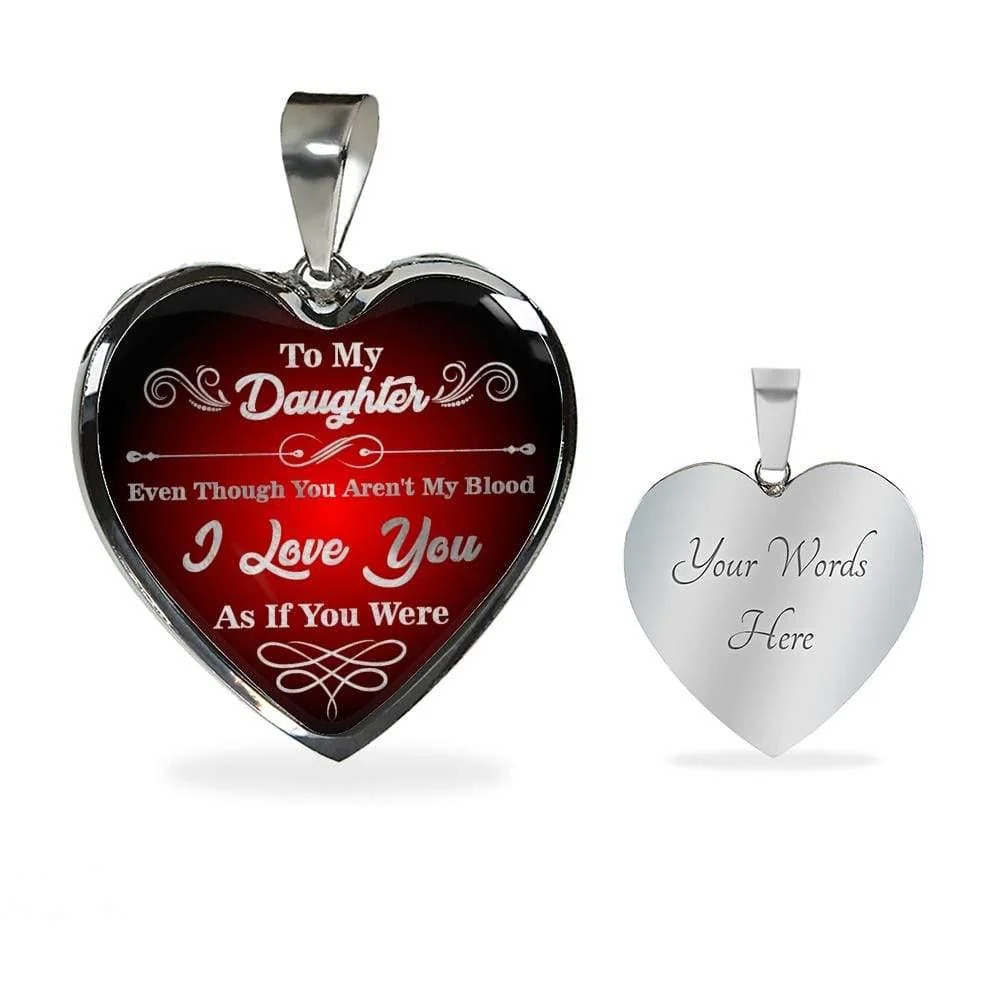 Daughter-In-Law Necklace Personalized Engraved Silver Heart Necklace Custom Nam
